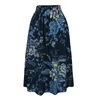 Romacci Vintage Long Skirt Floral Stampa elastico Bigna Boho Maxi Gonna tasca Casual A-Line Gonne a pieghe da donna Jupe Femme 2019 Y1905052