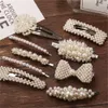 Moda carino doni perla Hairclip per le donne ragazze di partito di nozze d'argento dei monili di Bowknot femminile dei capelli della forcella