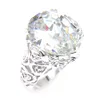 Luckyshine 925 Sterling Silver placcato goccia d'acqua topazio bianco gemme anelli per le donne Engagemets anelli gioielli 10 pezzi / lotto spedizioni gratuite