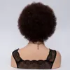 Korta lockiga afro peruker för kvinnor mörkbrun full syntetisk hår peruk brunaktig röd amerika afrikansk naturlig peruk cosplay
