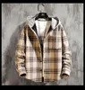 Long Sleeve Thickening Hooded Plaid Shirt Warm Winter Shirts Men Plus Size Oversize Thick Flannel Mens Casual Clothing II50CS