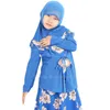 Ethnic Clothing Children Muslim Abaya Dubai Middle Eastern Islamic Turkish Print Party Dress Hijab Kids Girls Scarf Kaftan Robe Ji260H