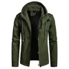 Giacca da uomo Felpa con cappuccio da uomo verde militare Tuta autunno inverno Tasca con coulisse Felpa con cappuccio Giacca da uomo con zip a maniche lunghe