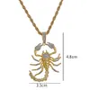 Pendentif Scorpion Animal pour hommes, avec chaîne en corde, couleur or argent, collier en Zircon cubique scintillant, bijoux pour cadeau 239o