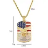 Drapeau hip hop des colliers de pendentif diamant des États-Unis pour hommes Eagle Stars and Stripes Collier de luxe en acier inoxydable USA FL8917260