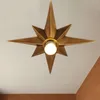 Full Copper Star Ceiling Light Fixture American Style Octagonal Dome Light Simple Balcony Porch Aisle Stairs Kitchen Ceiling Lamp