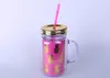 The latest drinkware with a large handle, universal solid color double-layer plastic straw cup, supports custom logos