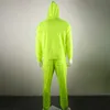 Ny träningsdräkt för män 2 set mode hooded + byxor män sportkläder hoodie vår och höst neon gröna herr hoodies tröjor tröjor