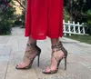 Hot Sale-Women Python Sandals Platform High Heels Cross Strappy Stilettos Back Zip Shoes Dress Sandlias Big size 42