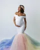 2020 Axelfri Maternity Photography Props Dresses Lace Mesh Graviditetsklänning Foto Shoot Maxi klänningskläder för gravid