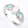 10 Stück / Los Mode Weißer Feueropal Edelstein 925 Sterling Silber Überzogener Ring Russland Amerikanisch Australien Hochzeit Ring Schmuck Für Wo269T