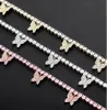 Diamant Papillon Charme Tennis Chaîne Baguette Personnalisée Lettres Option Charm Lab Ruby Charme Collier Rappeur Accessoires