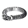 Retro Animal Dragon Head Charm Bracelet Men Stainless Steel Black Matte China Dragon Blessing Bracelet Bangle Jewelry