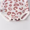 Baby Girl Designer Kläder Stickad Romper Långärmad O-Neck Leopard Print Romper 100% Bomull Vår Fall Varm Barnkläder 0-24 månader