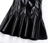 Women Wet Look PU Leather PVC Dress Sleeveless With Zipper Bodycon Catsuit Bondage Clubwear Dress Pole Dance Costume