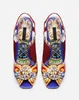 Kostenloser Versand 2019 Damen Lackleder Diamant Chunky High Heel Peep-Toes Schnalle Sandalen Schuhe Kreuz gebunden Paisley gedruckt Hochzeit