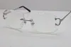 Großhandel-Hardware Brillen T8200762 Neue geschnitzte Linse Männer Gläser Heiße optische Randlose Carter Eyewear Fulineye