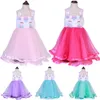 Vestido de princesa para niñas, vestido de baile bordado con cuentas para niñas, ropa de diseñador para niños, vestidos sin mangas de malla TUTU con cremallera M1104