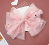 Princess Lace Hair Clips With Bling Stars Hairpins For Girls Glitter Knot Hair Bows Fashion Kids Headwear Hair Accessories GB924