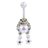 Gepersonaliseerde Pearl Frog Toad Piercings Silver Barbell Rhinestone Navel Belly Button Rings Sexy Chirurgische Stalen Body Piercing Sieraden