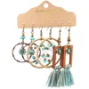Kvinnor etnisk bohemisk tofs örhängen dingle hänge geometriska örhängen mode vintage kreativa smycken 3pairs/set