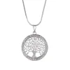 Nieuwe Mode Levensboom Ketting Kristal Ronde Kleine Hanger Ketting Rose Goud Zilver Kleuren Elegante Vrouwen Sieraden Geschenken Dropshi210d