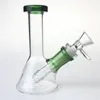 5 Inç Cam Su Bongs ile 14mm Nargile Kase Downstem Kalın Benzersiz Mini Beher Bong Recycler Oil Rigs Sigara Borular