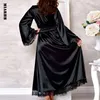 Batas de mujer sin sol 2019 nueva gran oferta Sexy Kimono largo de seda bata de baño bata de baño Babydoll Lencería camisón 3L30