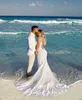 2020 Abiti da sposa da spiaggia Schiena bassa in pizzo Sweep Train Boho Abiti da sposa vestido de novia Senza spalline robes de mari￩e