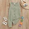 Kids Designer Kläder Baby Plaid Rompers Boys Flickor Bomull Jumpsuits Sommar Casual Button Onesies Spädbarn Ärmlös Klättring Passar BYP450