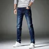 Mężczyźni Ripplate Jeans 2019 Wiosna Casual Hip Hop Mid Walia Dżinsowe Spodnie Nowa Moda Skinny Slim Proste Dżinsy Rowerzysta