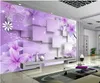 Anpassad någon storlek foto 3d väggmålningar tapet för vardagsrum lila varm blomma tv bakgrundsvägg
