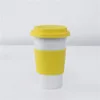 Silicone anti-passar cerâmica canecas portátil copo de cerâmica casa carro copos de cerâmica com tampas café leite chá drinkware garrafas de água bh2470 tqq