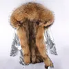 Blue Fox Fur podszewka Kamuflaż Shell Long Parkas Raccoon Fur Trimd Próg Furs Kurtki Niemcy Francja