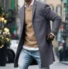 패션 남성 트렌치 코트 따뜻한 두꺼운 양모 재킷 모직 공백 오버 코트 탑스 outwear 버튼 자켓