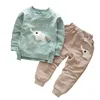 Autumn Children Cotton Clothing Suit Spring Baby Boys Girl Cartoon Elephant Sets Kids T-Shirt Pants 2 Pcs/sets Toddler Tracksuit CY200516