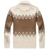 Muls Luksusowy płaszcz z wełny Mężczyźni Cardigans Diamond Argyle Winter Zagęścić Heavy Knit Cardigan sweter Kurtka Mężczyźni 80% wełna 20% akryl