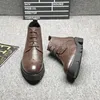 Neue Männer PU-Leder Knöchel Oxford Stiefel Britisch Stil Männlich Casual Lace Up Derby Schuhe Leder geschnitzte Brogue-Schuhe