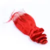 閉鎖ブラジルの3つのバンドルクロージャーの赤い髪の髪の巻き閉じた赤いバンドル拡張