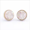 Silver ice out high diamond cluster zircon round screw back round earrings men and women hip hop jewelry