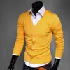 Мужская мода бутик чистый цвет хлопчатобумажный кардиган V-образным вырезом формальный социальный бизнес вязание свитер мужской свитер высокого качества тенденция