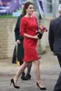 Kate Middleton Luxury Women Princess Dress Red 3/4 Sleeve Party Celebrity Dresses 1282