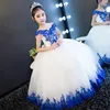Blumenmädchen Kleider Spitze Tüll bodenlange Ballkleid Girls Festzugskleider Kinder Geburtstagskleider auf Lager 278e