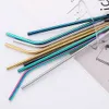 5Pcs Reusable Metal Drinking Straws 304 Stainless Steel Sturdy Bent Straight Drink Straw with Cleaning Brush Bar Party Accessory1