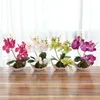 4Set 삼차 호 접 시뮬레이션 분재 인공 식물 꽃 + 냄비 장식 꽃 세트 홈 테이블 침실 액세서리