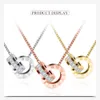 Luxury jewelry designer 18K rose gold necklace and pendant stainless steel Roma Number double pendant fashion jewelry232m