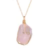 Chaud Naturel Cristal Quartz Pierre Collier Pierre Précieuse Pendentif Femmes Collier Irrégulier Femmes Druzy Quartz Grappes Geode Bijoux WCW187