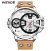 Cwp WEIDE relógios Homem Esporte de Luxo Militar PU pulseira de couro marrom Banda Movimento de Quartzo Relógio Analógico Relógios de Pulso Relogio masculino