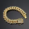 Bracciale Hip Hop Hip Hop Bracciale ghiacciato a catena rosa in oro rosa argento Miami Cuban Link Cates Braccialetti Y38B