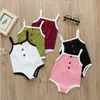 Baby Rompers Newborn Suspenders Solid Jumpsuits Kids Summer Sleeveless Bodysuit Child Onesies Sleepwear Payamas Climb Suit Clothes AYP266